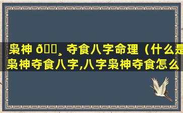 枭神 🕸 夺食八字命理（什么是枭神夺食八字,八字枭神夺食怎么化解）